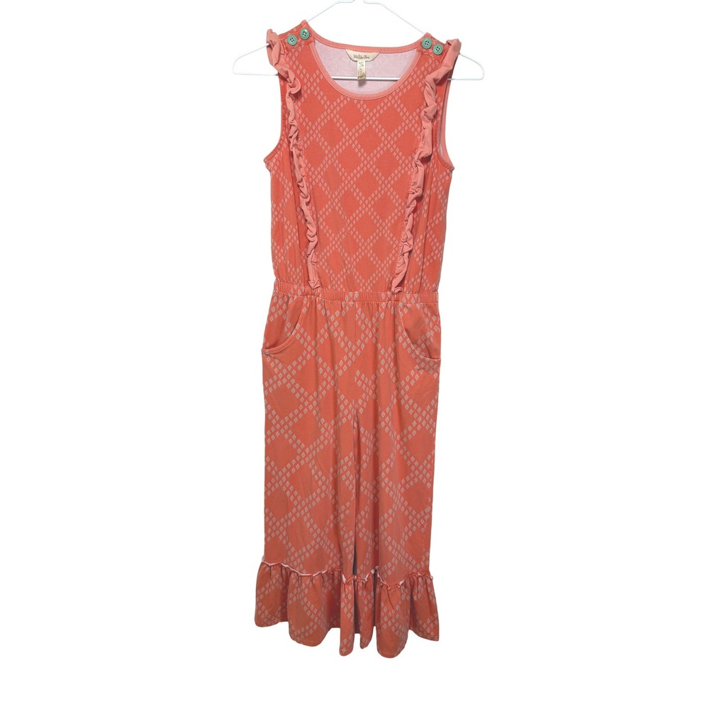 Matilda Jane Jumpsuit Girls 14 Coral Orange Diamond Ruffle Wide Leg 31011R